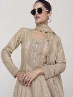 Light Brown Premium Silk Anarkali Gown